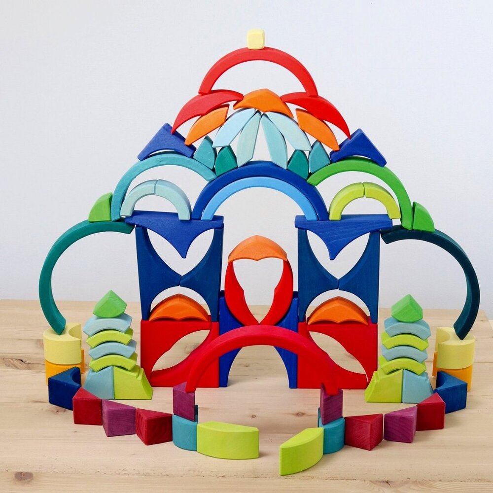 LAST ONE! NWT Grimm's Wooden Toys Arcs in Square Building